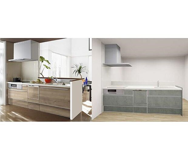 【【クリナップ】システムキッチン】家族でのコミュニケーションがとれる対面型システムキッチン。横一列にシンクとコンロをまとめたシンプルな形です。動きやすさとスタイリッシュなデザインが魅力。