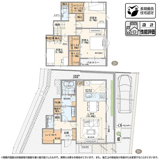 【3LDK】3号棟 プラン  ※有効宅地117.88m2(35.65坪)