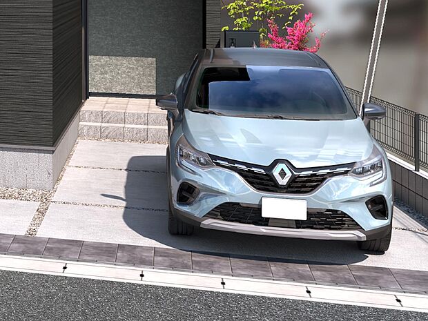 【その他画像】【カースペース】全棟2台駐車可能。コンクリートと素材を交互にレイアウトしたデザインを施し、車が止まっていないときも美しい景観を描きます。※2台目は軽自動車対応