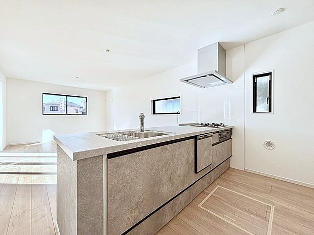 食洗機・浄水器・３ツ口コンロなどデザイン性も機能性も兼ね備えたシステムキッチン！