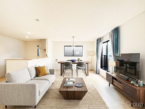 落ち着いた雰囲気のLDKは家族みんなの快適空間※家具はCGです