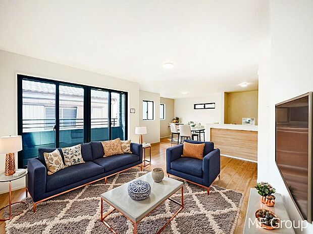 【リビング】床暖房付きリビングは家族みんなの快適空間! ※家具はCGです