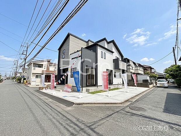 【前面道路含む現地写真】三方角地の開放感！2路線利用の利便性！ゆとりある住まいで新生活！