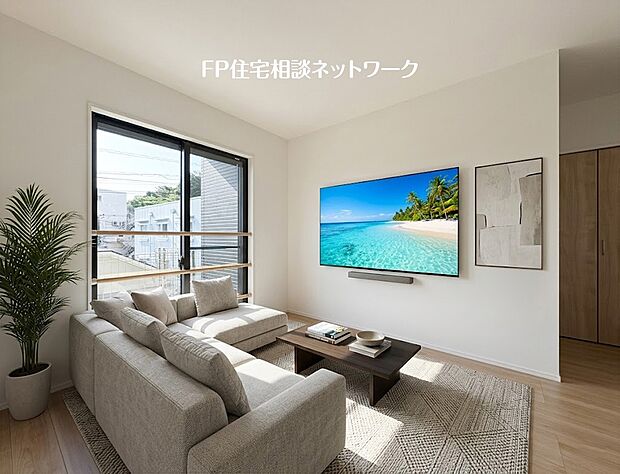 【LDK│16.7帖】 本画像はAIがCGで家具を作成しており、実際の現地に家具は設置されておりません。また、販売価格に家具等は含まれておりません。