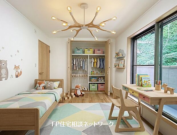 【リビング以外の居室】【洋室│6帖】 本画像はAIがCGで家具を作成しており、実際の現地に家具は設置されておりません。また、販売価格に家具等は含まれておりません。