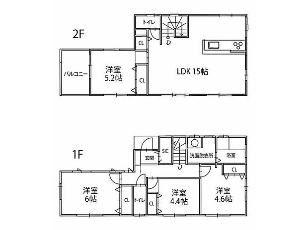 【間取図】建物プラン例(4-4区画)4LDK、土地価格4410万円、土地面積102m2、建物価格1484万円、建物面積90m2