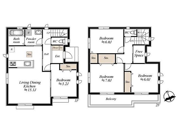 (A号棟)、価格3990万円、4LDK、土地面積157.02m2、建物面積97.5m2