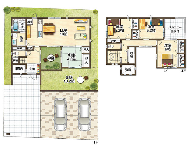 【4LDK中庭付プラン】フリープラン対応です。