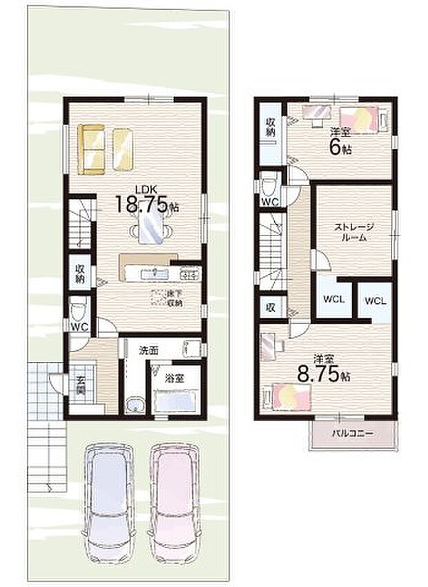 対面キッチン・WCL・2号地