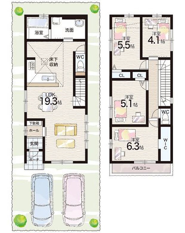 【4LDK】○鈴原小学校・・・徒歩5分 ○西中学校・・・徒歩12分