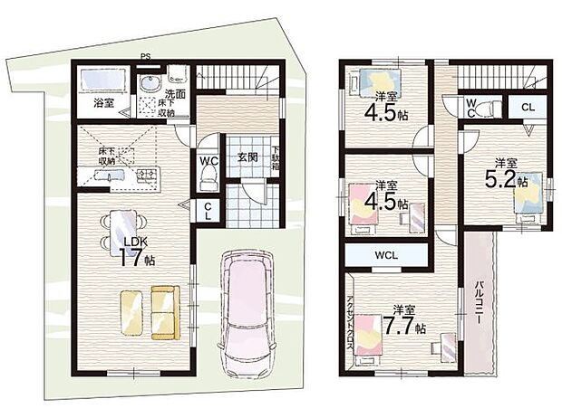【4LDK】○浜田小学校・・・徒歩6分 ○大庄北中学校・・・徒歩7分
