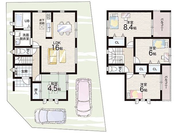 【4LDK】○河合第二小学校・・・徒歩6分 ○河合第二中学校・・・徒歩5分