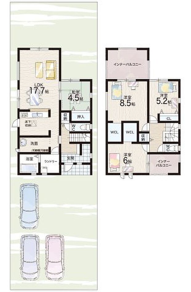 【4LDK】○浮孔西小学校・・・徒歩11分 ○片塩中学校・・・徒歩17分