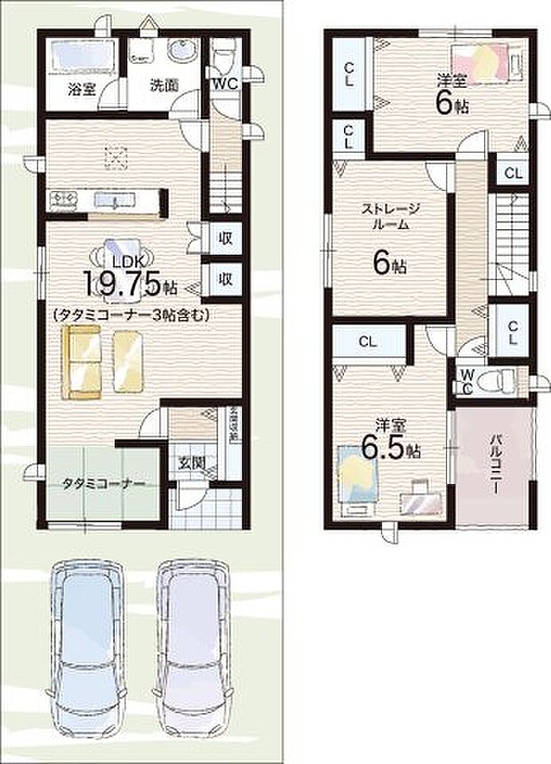 【2LDK+S(納戸)】○木屋小学校・・・徒歩6分 ○友呂岐中学校・・・徒歩14分
