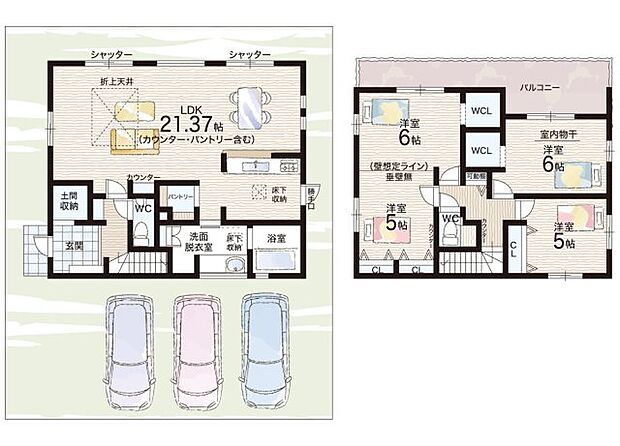 【3LDK】○平城小学校・・・徒歩17分 ○平城中学校・・・徒歩11分