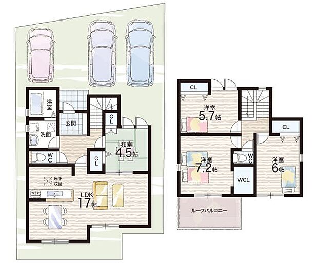 【4LDK】○三碓小学校・・・徒歩13分 ○富雄南中学校・・・徒歩17分