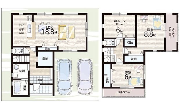 【2LDK+S(納戸)】○真菅小学校・・・徒歩22分 ○大成中学校・・・徒歩29分