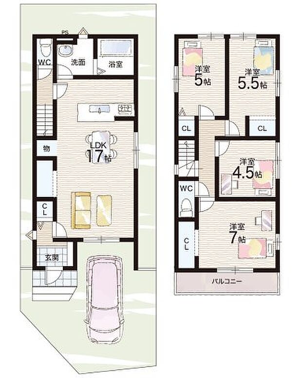 【4LDK】○大将軍小学校・・・徒歩７分 ○北野中学校・・・徒歩１３分
