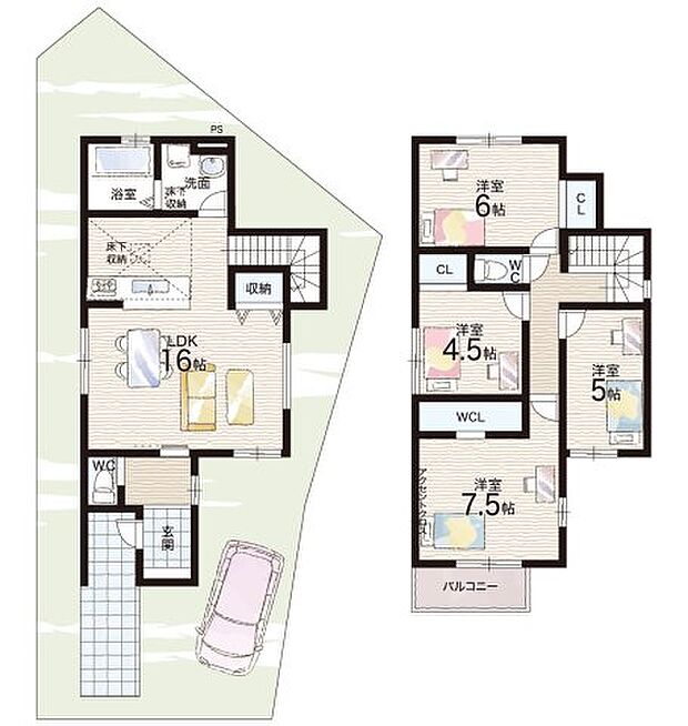 【4LDK】○萱野東小学校・・・徒歩4分 ○第四中学校・・・徒歩5分