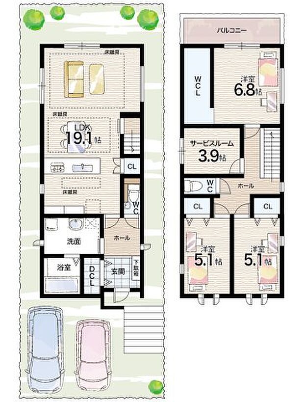 【3LDK+S(納戸)】○泉台小学校・・・徒歩3分 ○大原中学校・・・徒歩22分