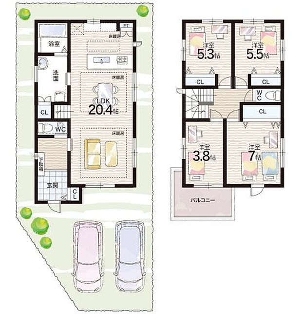 【4LDK】○花里小学校・・・徒歩2分 ○松崎中学校・・・徒歩13分