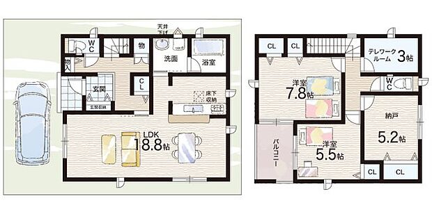 【2LDK+S(納戸)】○曙川東小学校・・・徒歩5分 ○曙川南中学校・・・徒歩19分
