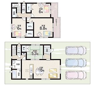 ○新庄北小学校・・・徒歩13分 ○新庄中学校・・・徒歩31分 