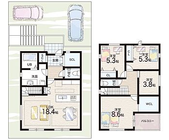 ○甲緑小学校・・・徒歩11分 ○大原中学校・・・徒歩18分 