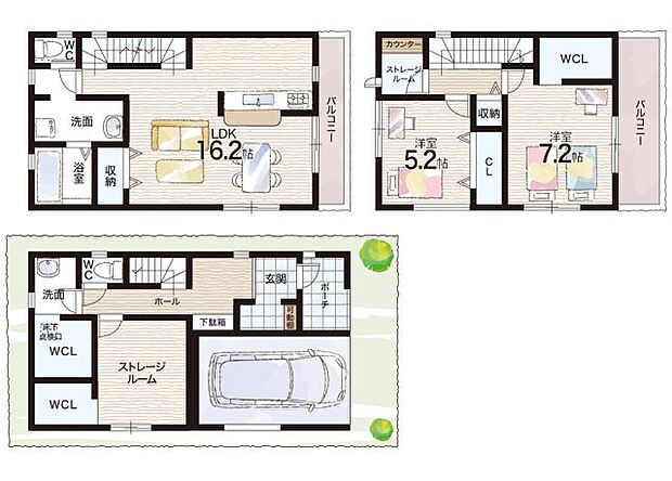 【2LDK+S(納戸)】○難波小学校・・・徒歩6分 ○成良中学校・・・徒歩12分