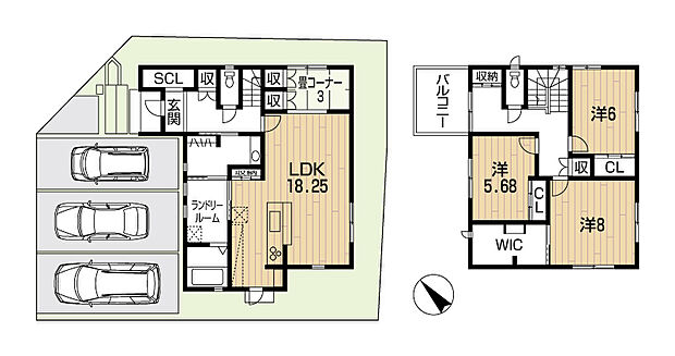 3779万円、3LDK、土地面積158.82m2、建物面積118.82m2 全体間取り