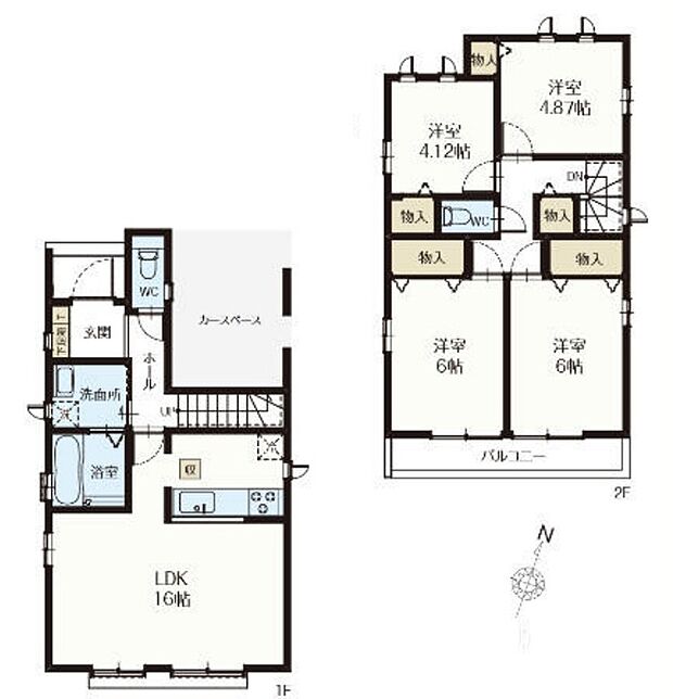 【4LDK】建物面積に車庫部分約7.45m2を含む