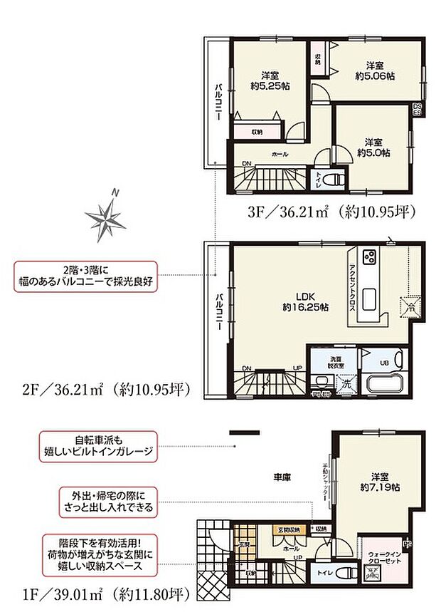 【4LDK】建物面積に車庫部分14.49m2を含む