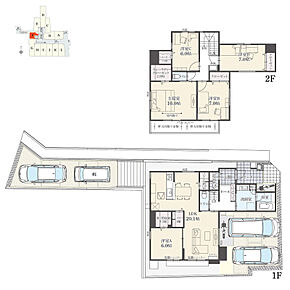 5LDK+多目的収納+Ｗウォークインクローゼット+玄関収納+リビング収納+パントリー
駐車4台可

2階の各洋室は振り分けタイプ。プライベートな時間を大切に暮らすことができます。 