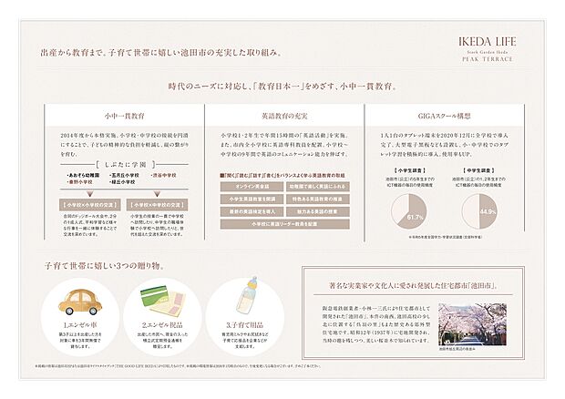 出産から教育まで。子育て世帯に嬉しい池田市の充実した取り組み。
池田市は、教育日本一を目指しております。