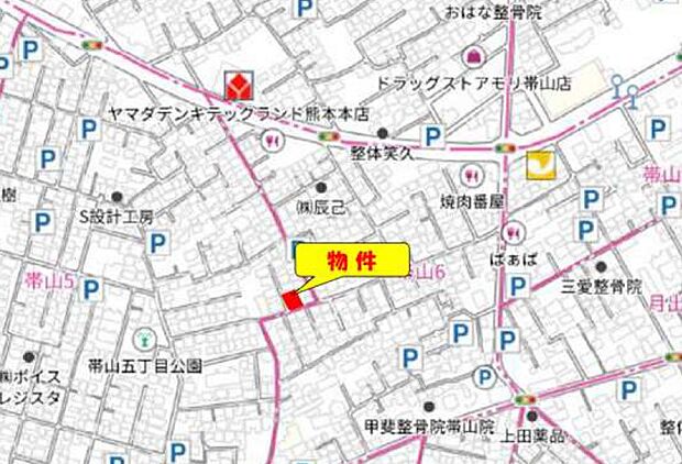 カーナビ:熊本市中央区帯山5丁目36-61付近