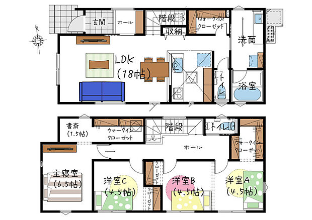 2号地|間取り 33坪 4SLDK+書斎