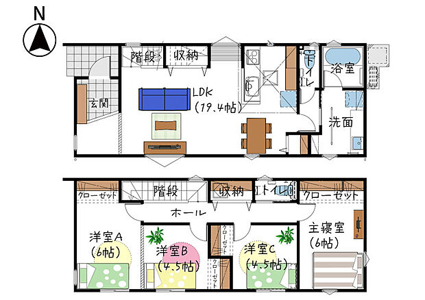 1号地|間取り 31坪 4LDK
