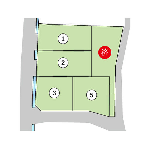 【区画図】
全5区画（内建売モデルハウス4棟販売中！）