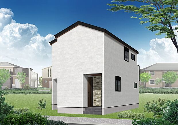 【完成イメージパース】ニチハ製のサイディング外壁を採用。外壁に付着した汚れを雨水で洗い流すセルフクリーニング機能付きのマイクロガードでいつまでも美しい外観をお手入れ簡単に保つことができます。