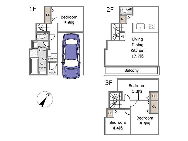 【B号棟参考プラン】建物込7380万円、土地面積60.64m2、建物面積89.00m2(期間限定!建物フリープランに付き、お客様のご要望をお聞かせください!)