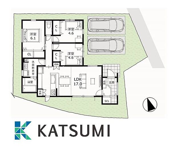 【間取り図】全居室収納スペース付きで広々住空間！