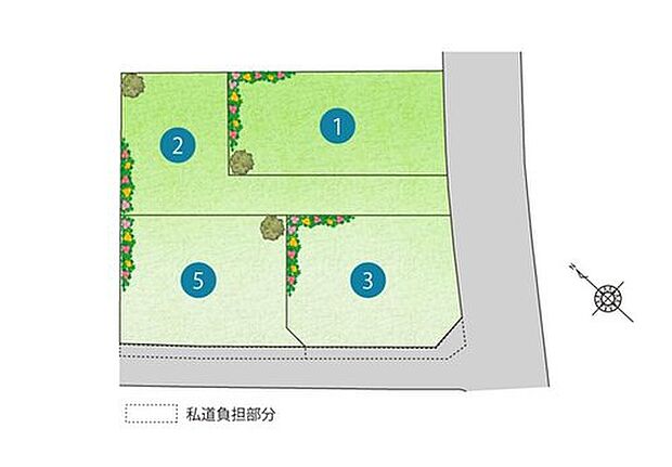 【全体区画図】敷地面積37坪以上！角地を含む全4区画の新街区です。山陽電鉄・JR・明姫幹線へアクセスしやすく、毎日の通勤や通学や休日のお出かけに便利なロケーションが魅力です。