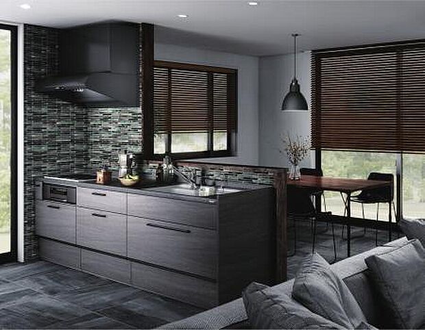 【【設備画像：Bb(トクラス)】】美しく、強く、長く使えるトクラスオリジナルの人造大理石カウンターを採用。汚れが染み込みにくく、熱にも強いという高い性能を備えています。スムーズに調理できる収納、ハンガーアイテムつき。