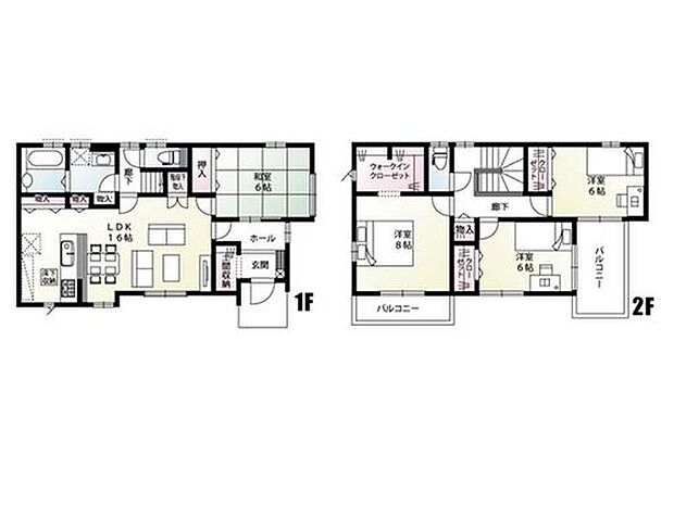 【4LDK】土間収納やパントリー、洗面室収納など各所に便利な収納を設けた間取りです。全居室6帖以上と、プライベートな空間もゆったりとお過ごしいただけます。バルコニーが2面あり、洗濯物やお布団を干すだけでなく、色々な使い方が可能です♪