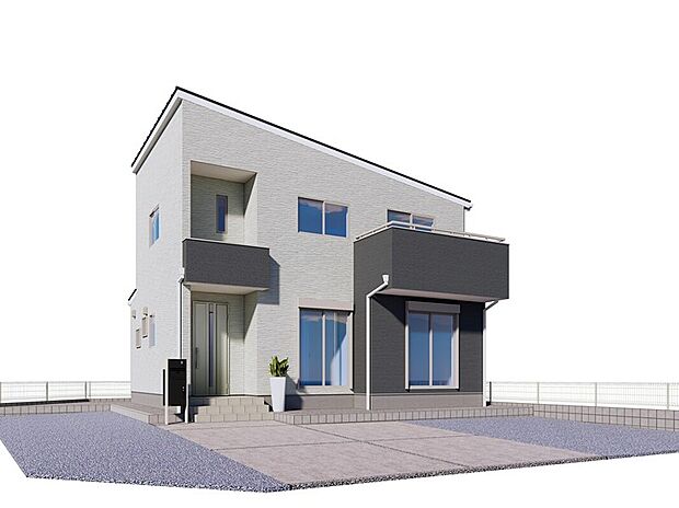 【【７号棟　完成イメージ】】スタイリッシュな2トーンカラーの外観が魅力的です！並列で駐車できる広々としたスペースを確保しており、共働きのご夫婦で2台所有していても、毎日の出し入れが楽々です♪