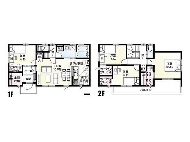 【4LDK】土間収納は広めに設置し、洋室4部屋の4LDK。収納量を重視し、2階の3部屋はすべてWICを設置しました。