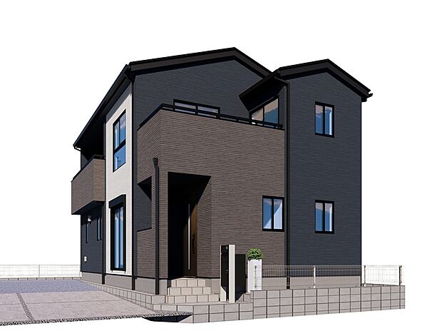 【【12号棟　完成イメージ】2026年4月完成予定】シックで落ち着いた印象の外観デザイン。ダブルバルコニーが特徴の住まい。