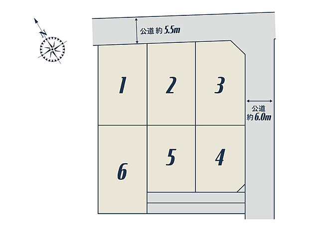 【【全体区画図】】閑静な住宅街にある、全6区画の分譲地です!
ゆとりのある敷地で駐車スペースやお庭を広く確保できます♪