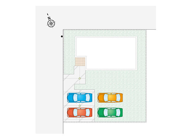 【3LDK】駐車4台可能+広々とした南庭！※本物件には太陽光発電システムがあらかじめ設置されており、電気の利用に際しては大阪ガス（株）との「スマイルーフ」契約並びに別途定める毎月の電気料金が必要となります。