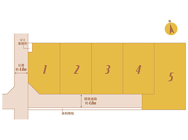 【【全体区画図】】全5区画の分譲地です！
南向きで明るい光がたっぷりと入ります♪
